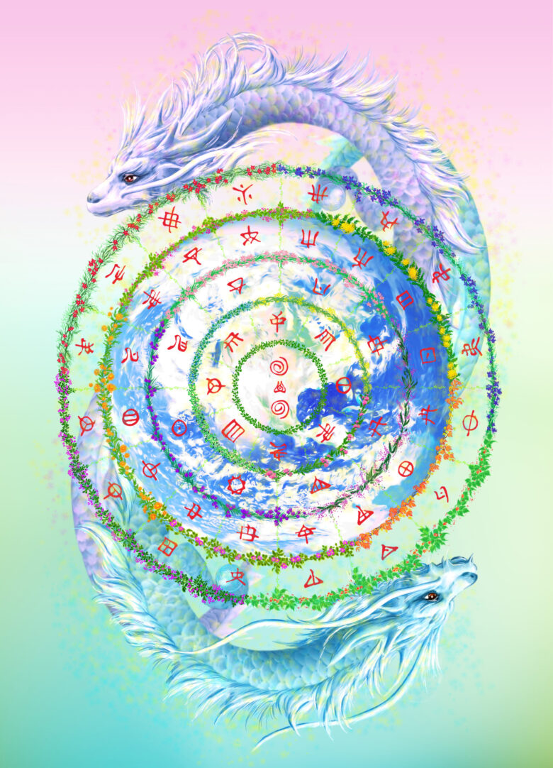 双龍とフトマニ図が描かれたフトマニカード